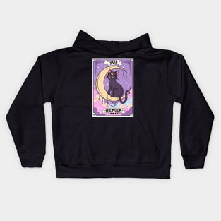 Japanese anime cat sitting on a crescent moon Kids Hoodie